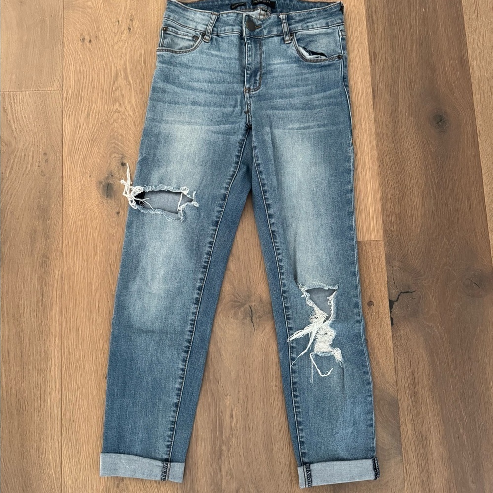 STS Blue women’s Taylor Tomboy distressed cuffed leg jeans denim pants size 24